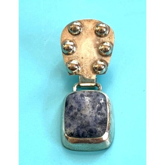 Sterling Silver & Blue Sodalite Pendant Necklace Made In Mexico - Picture 1 of 6